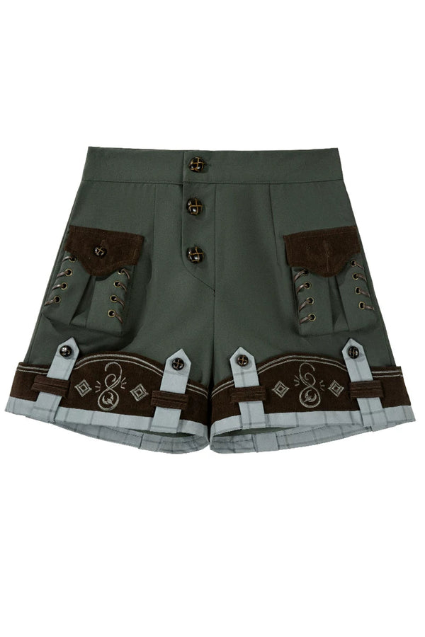 【8月12日予約締切】フォレストグリーンプリンスロリータキャミトップ＋アシンメトリーフローラルケープ＋ショートパンツ＋フルセット