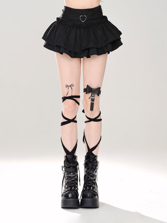 kellykitty Shibuya Leg Essence Black Skirt Women's A-line Charpenton Skirt Slim Slim Cake Skirt Short Skirt