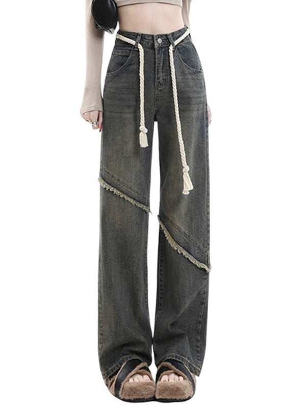 American Retro Tassel Wide Leg Jeans