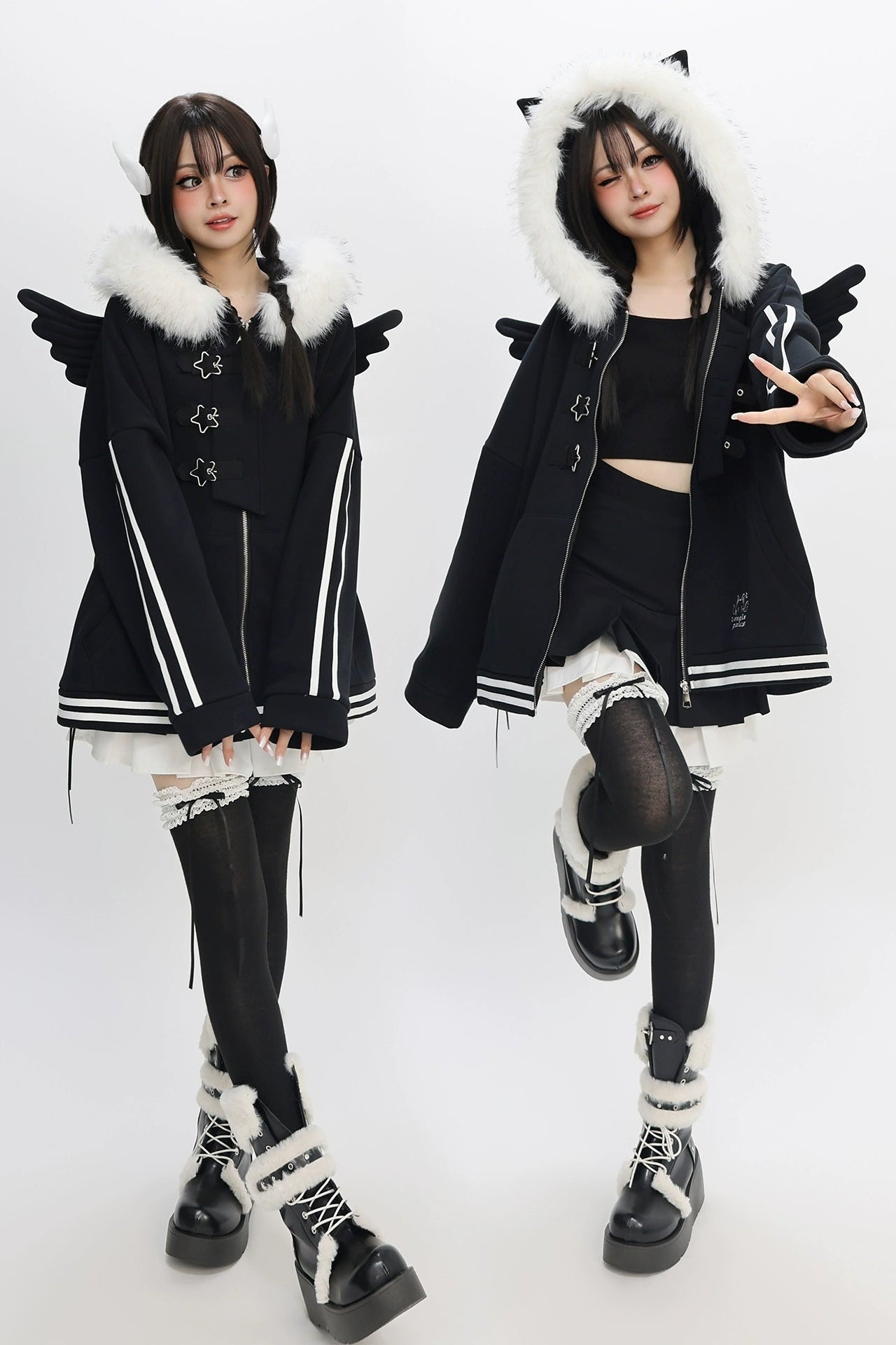 スケルトンウィングフードパーカー