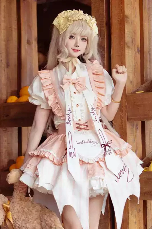 [Reservation product] Peach and mangoopinkute style suspender dress