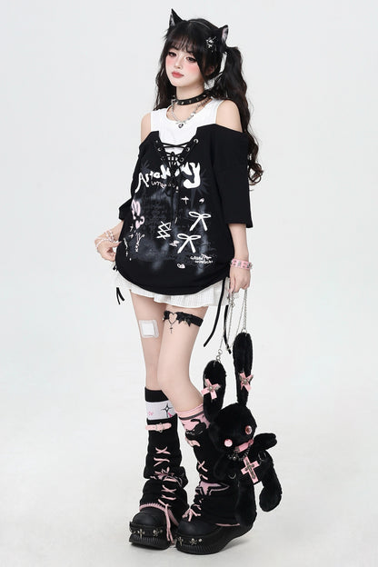 Crazy Girl Off-Shoulder Loose Top