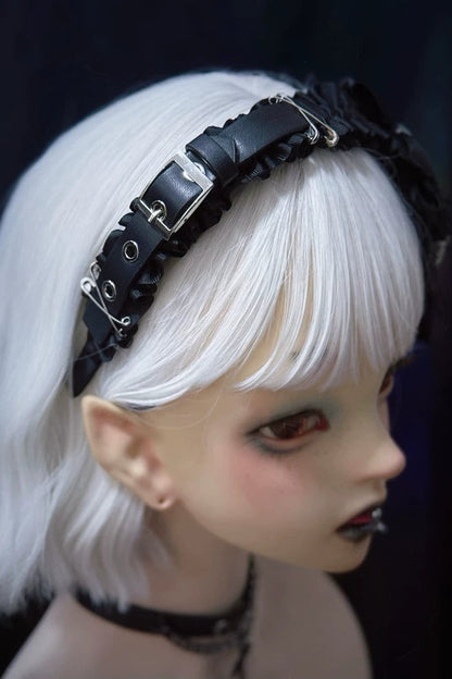 リボンレザーレースヘッドバンド