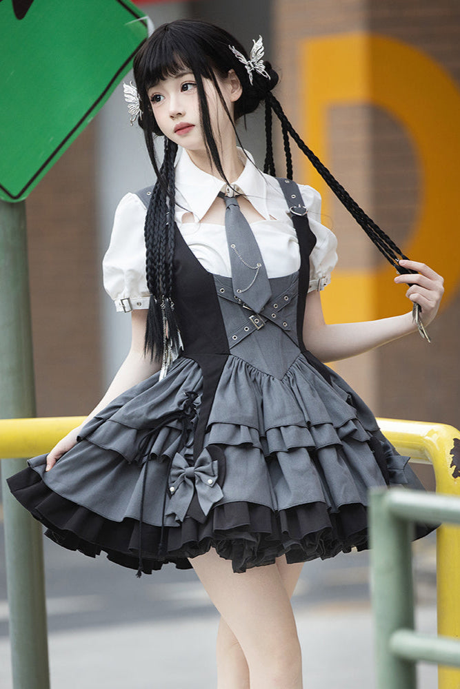 Mechanic College Style Lolita Suspender Dress