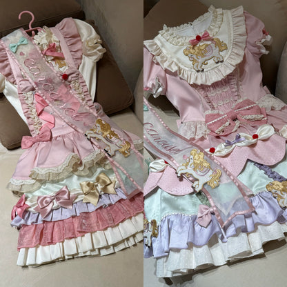 【8月20日予約締切】ピンク×パステルスイートロリータシリーズアクセサリー(ケーキハット・リストカフス・ヘアバンド・サッシュ)
