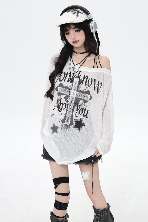 Chic Monochrome Cross One Shoulder Top