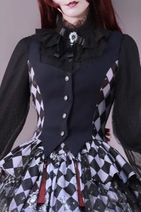 Circus Lolita Vest + Waist Accessory + Gothic Lace Frill Tie