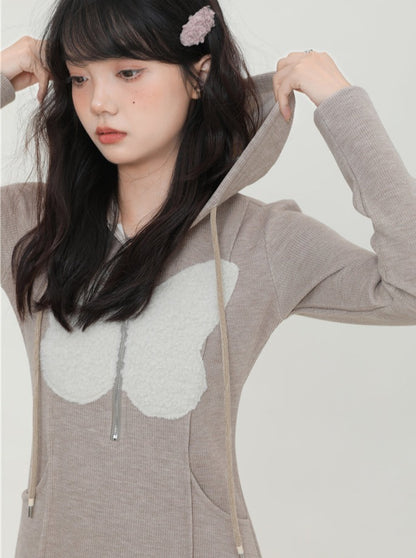 Butterfly Hooded Casual Dress