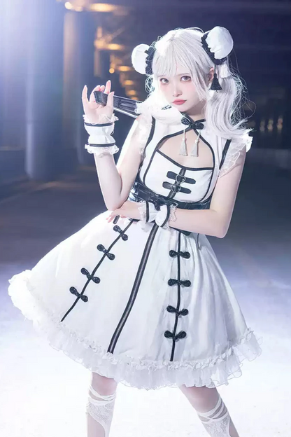 Dark Punk Black White China Stile Dress Suit