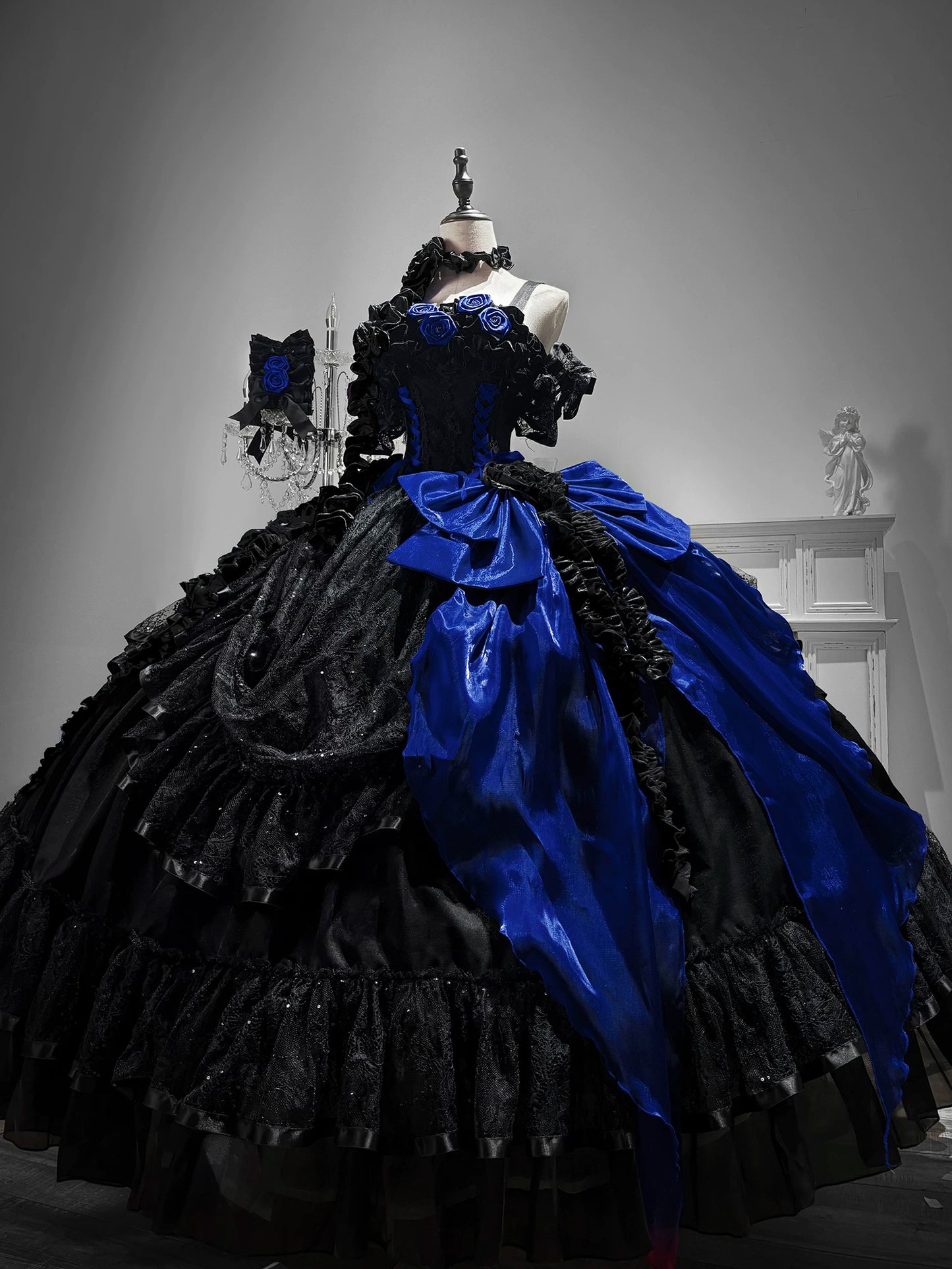 [Pre-order] Gothic Rose Wedding Lolita Gorgeous Tiered Corset JKS Dress