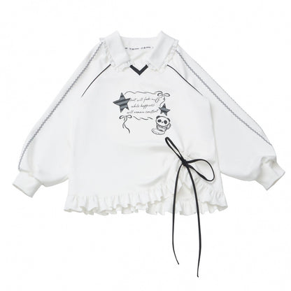 ラペルレーススタートップス+フリルパンツ