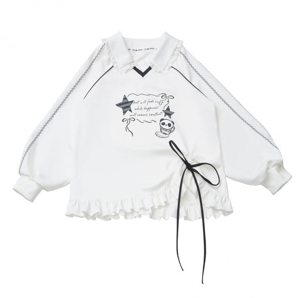 ラペルレーススタートップス+フリルパンツ