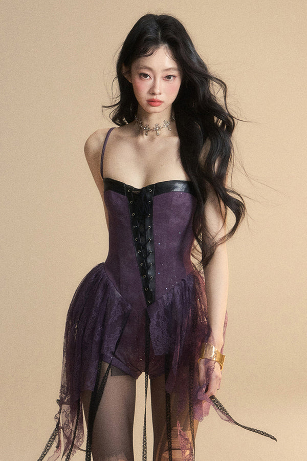 【予約商品】ダークフレンチレースホルタードレス