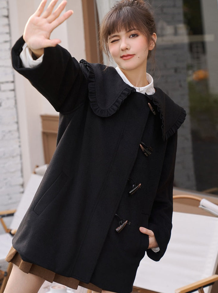 Frilled Collar Girly Wool Coat