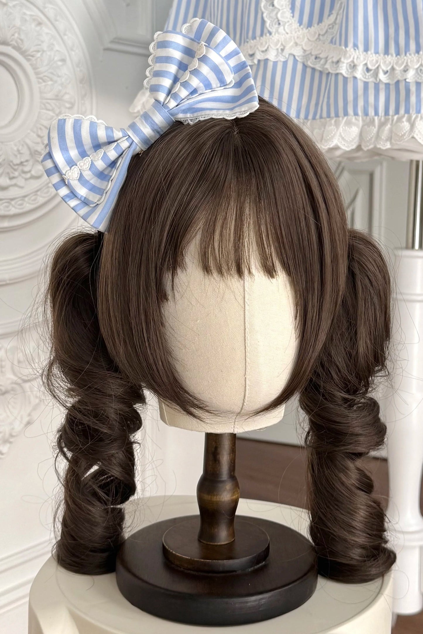 [Vorbestellung] Retro-Puppenartiges Lolita-Kleid + Haarband + Clip + Haube + Hut