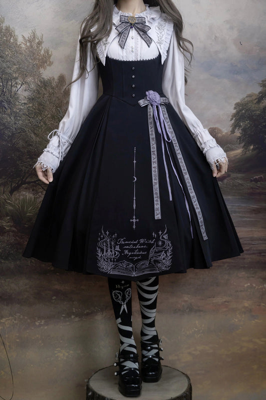 [November 1 reservation deadline] Witch's Note Series Suspender Dress + Rose Ribbon Accessories