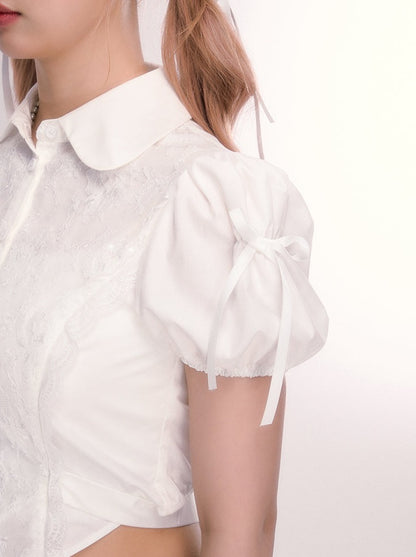 Pure White Short Puff Sleeve Top