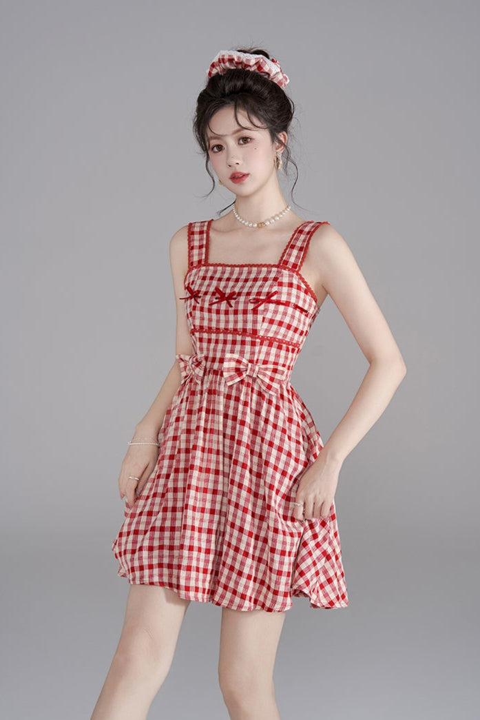 Sleeveless Checkered Summer Dress