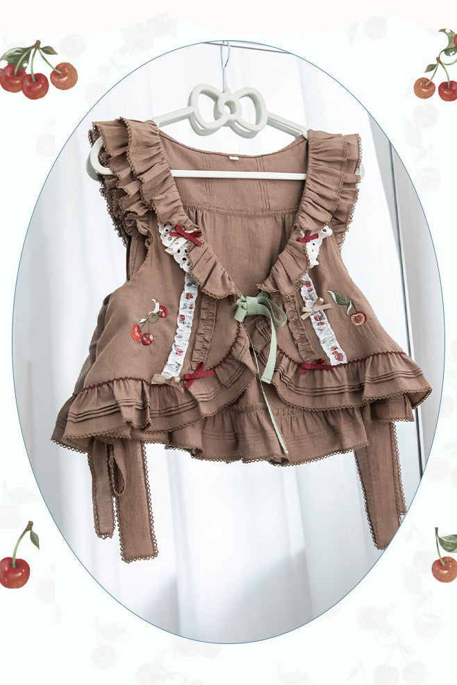 Retro Doll Cherry Check Lolita Dress