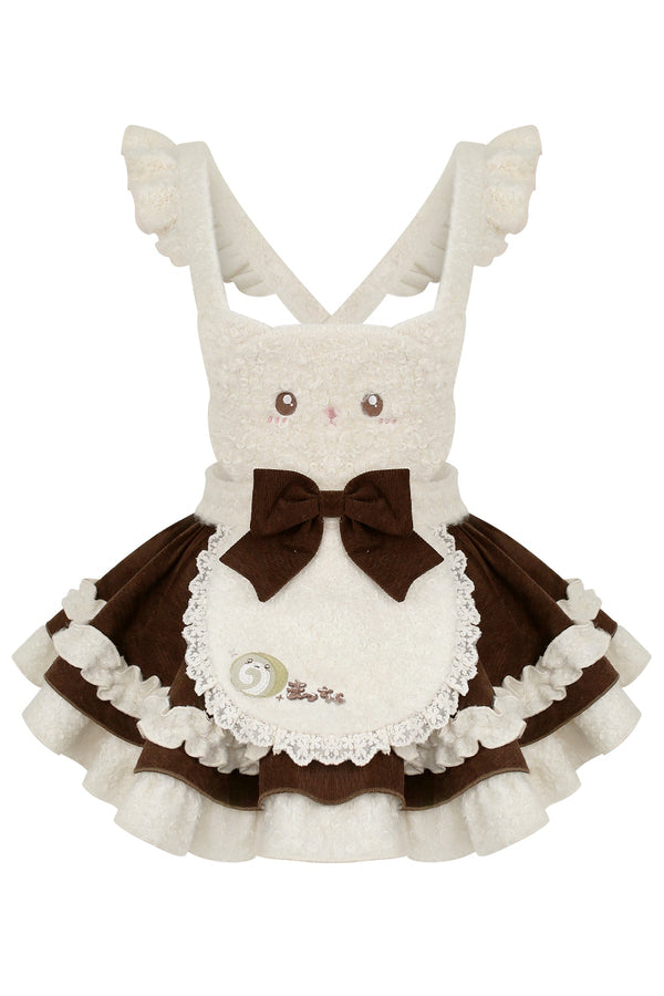 抹茶ロール和風トップス+子猫サスペンダースカート+リボン付きケープ