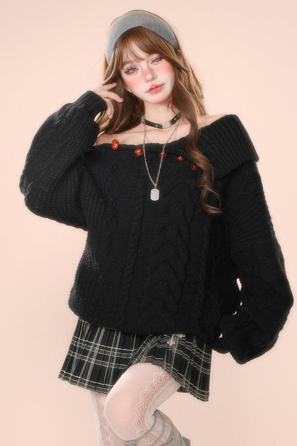 ツイストスラントショルダールーズスウェター