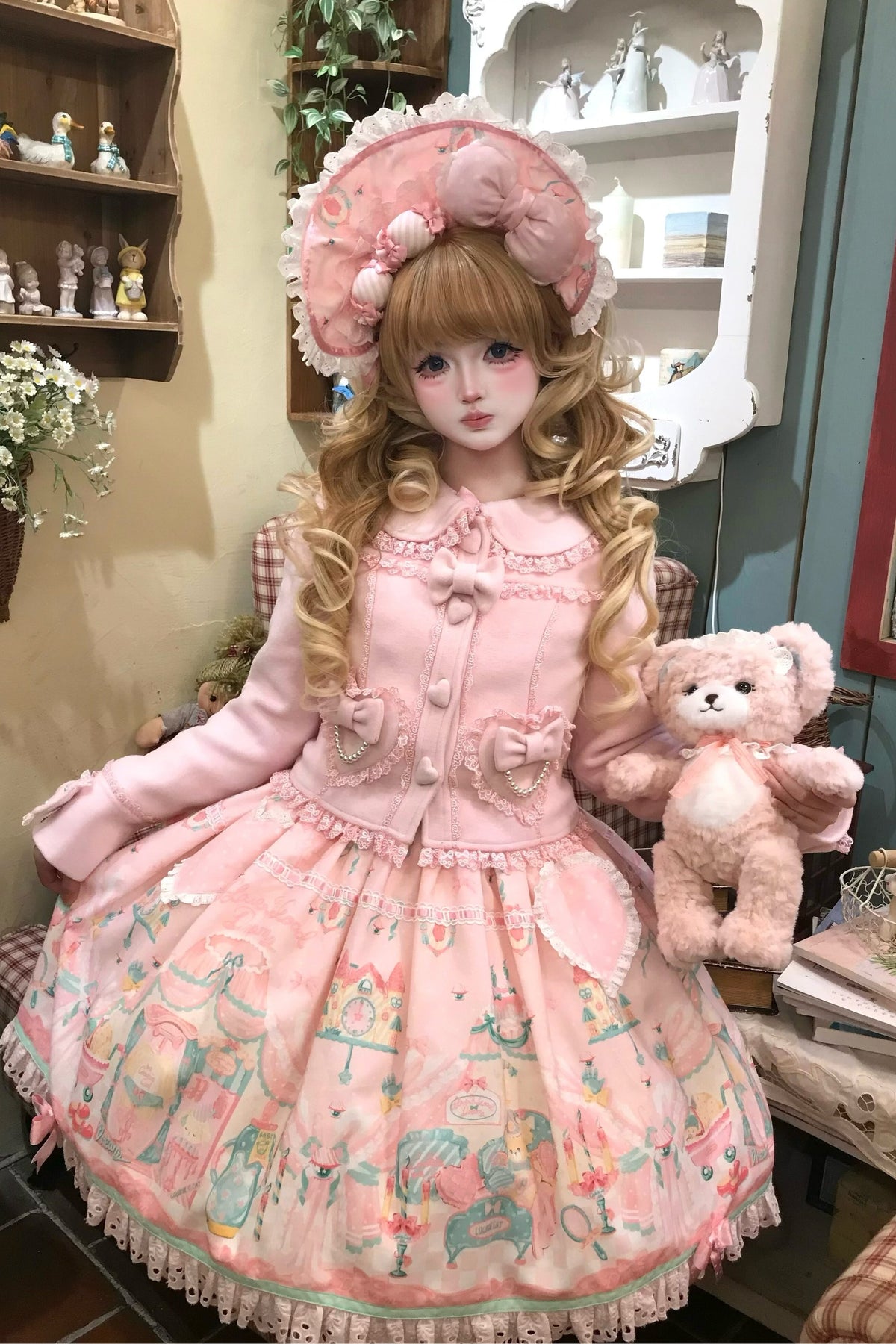 【10月17日予約締切】Pink Sweet Lolita Pearl Bow Lace Short Coat