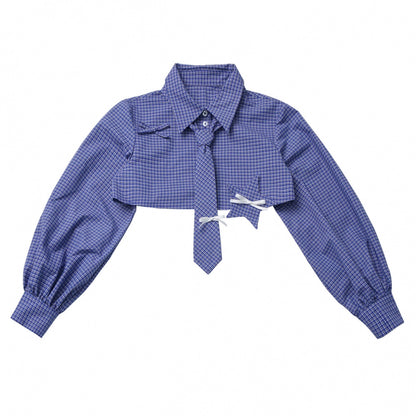 Check Tie Blouse Ursus Camisole + Skirt + Short Top