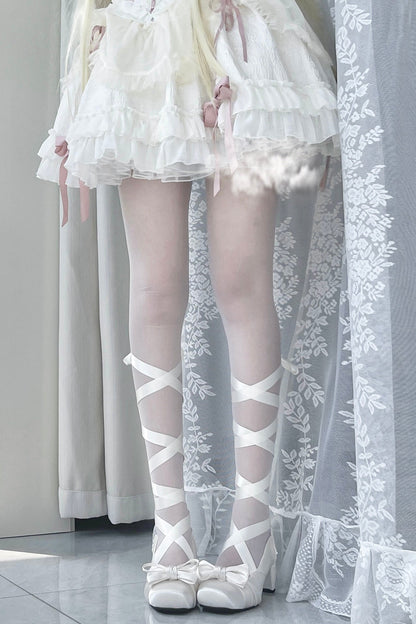 レースアップリボンバレエロリータシューズ