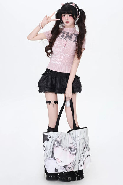 レターデザインスリムトップス