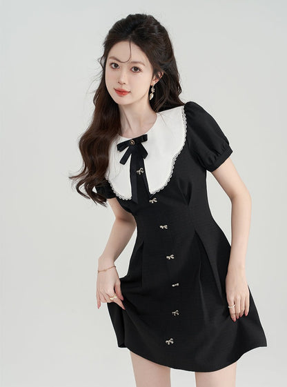 Puff Sleeve Doll Collar Dress