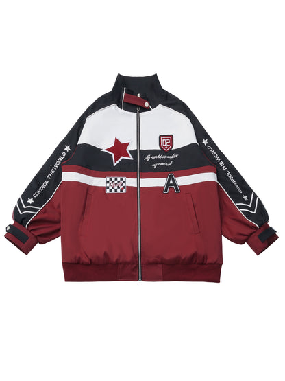 カラーブロックバイカージャケット