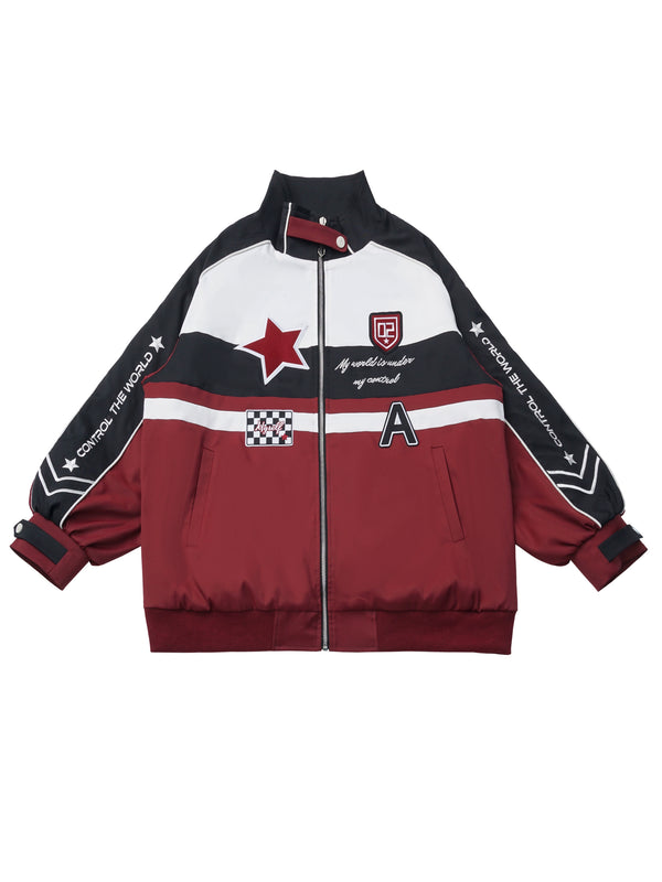 カラーブロックバイカージャケット