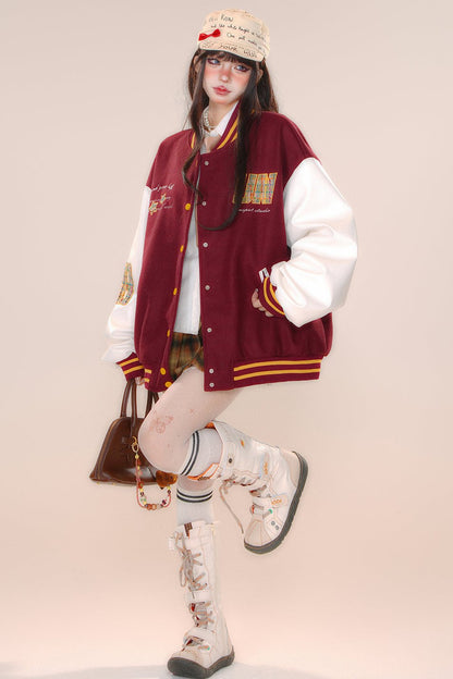 Over -size baseball club jacket