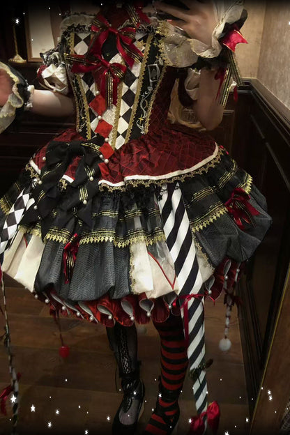 【12月26日予約締切】サーカスクイーンブラックアンドレッドロリータピエロドレス＋フルセットA/B