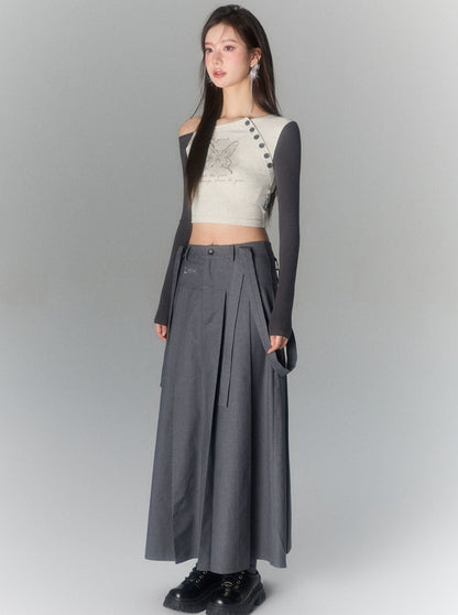 Simple suspender Suit long skirt