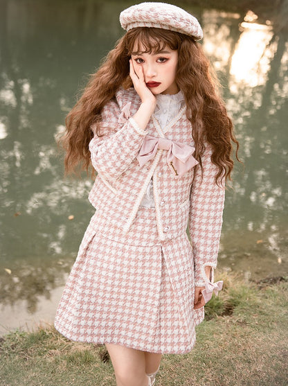 Sweet Chidori pattern jacket + short skirt + long skirt