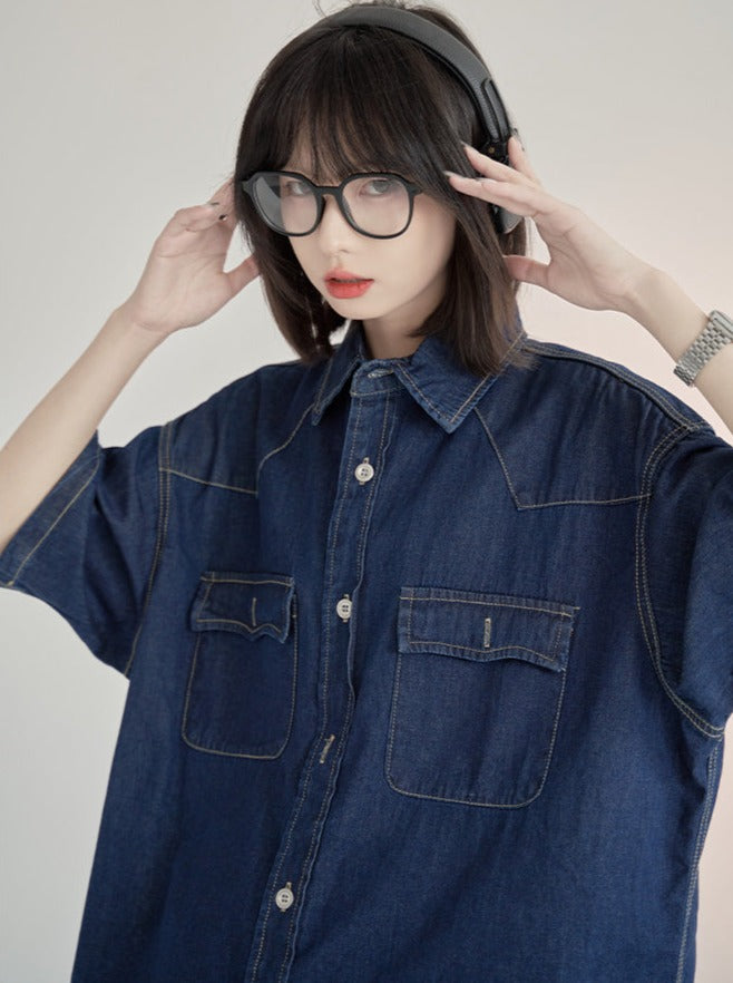 Chemise ample avec logo en denim