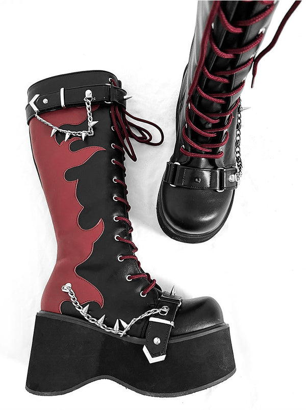 Punk Style Round Toe Platform Boots