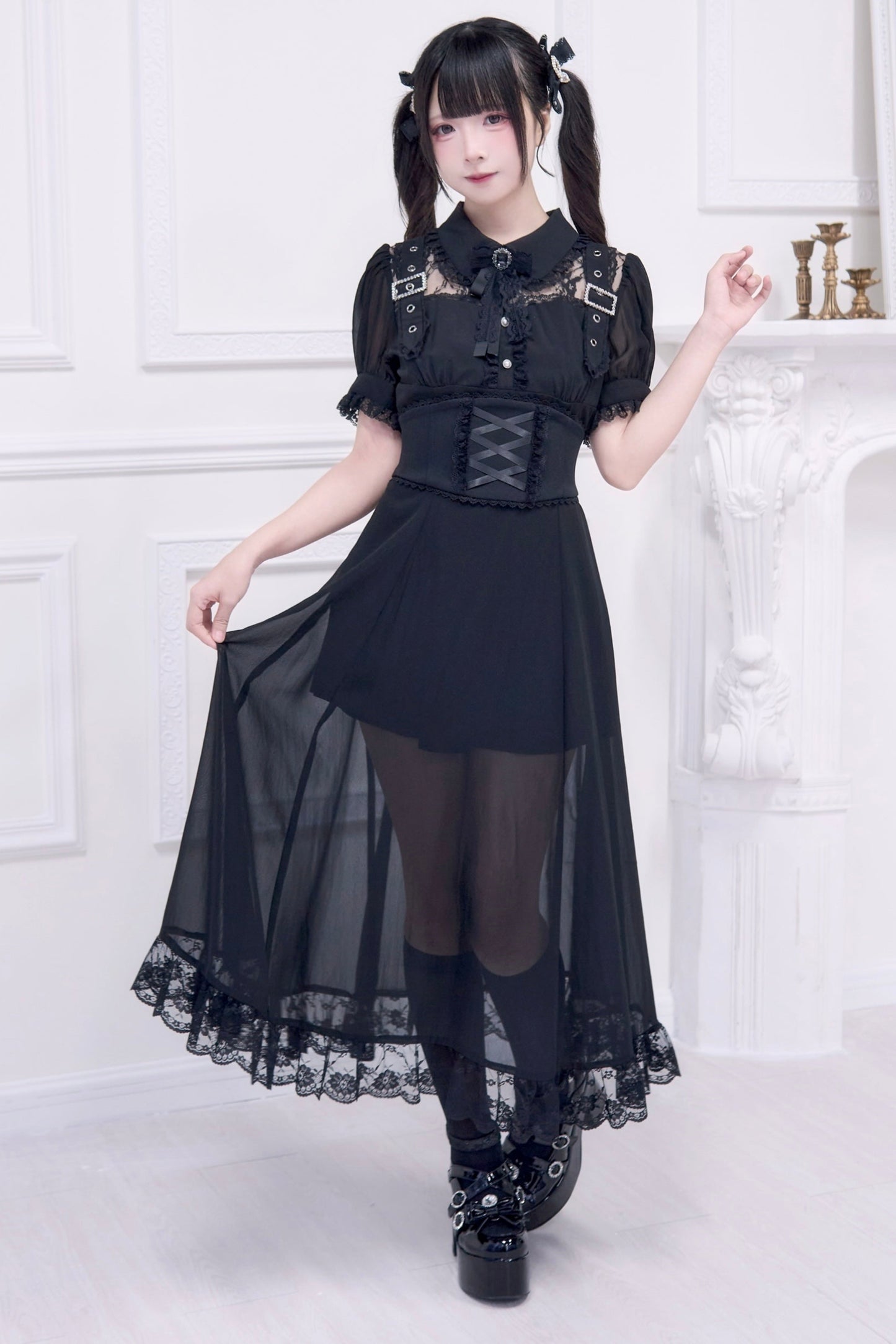 Subculture sheer top + long skirt