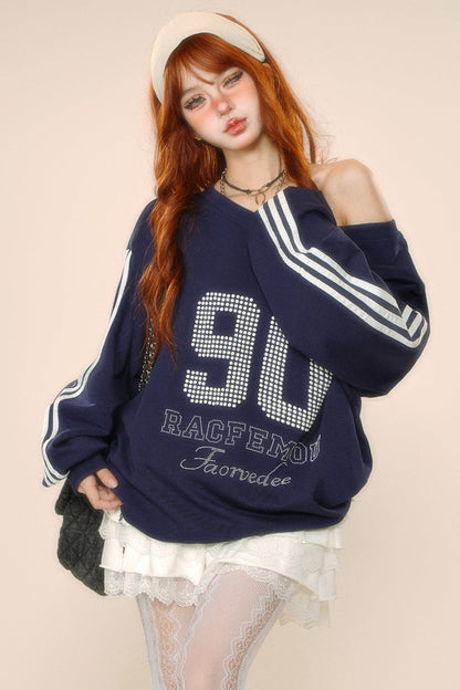 Over -size slant shoulder sweatshirt