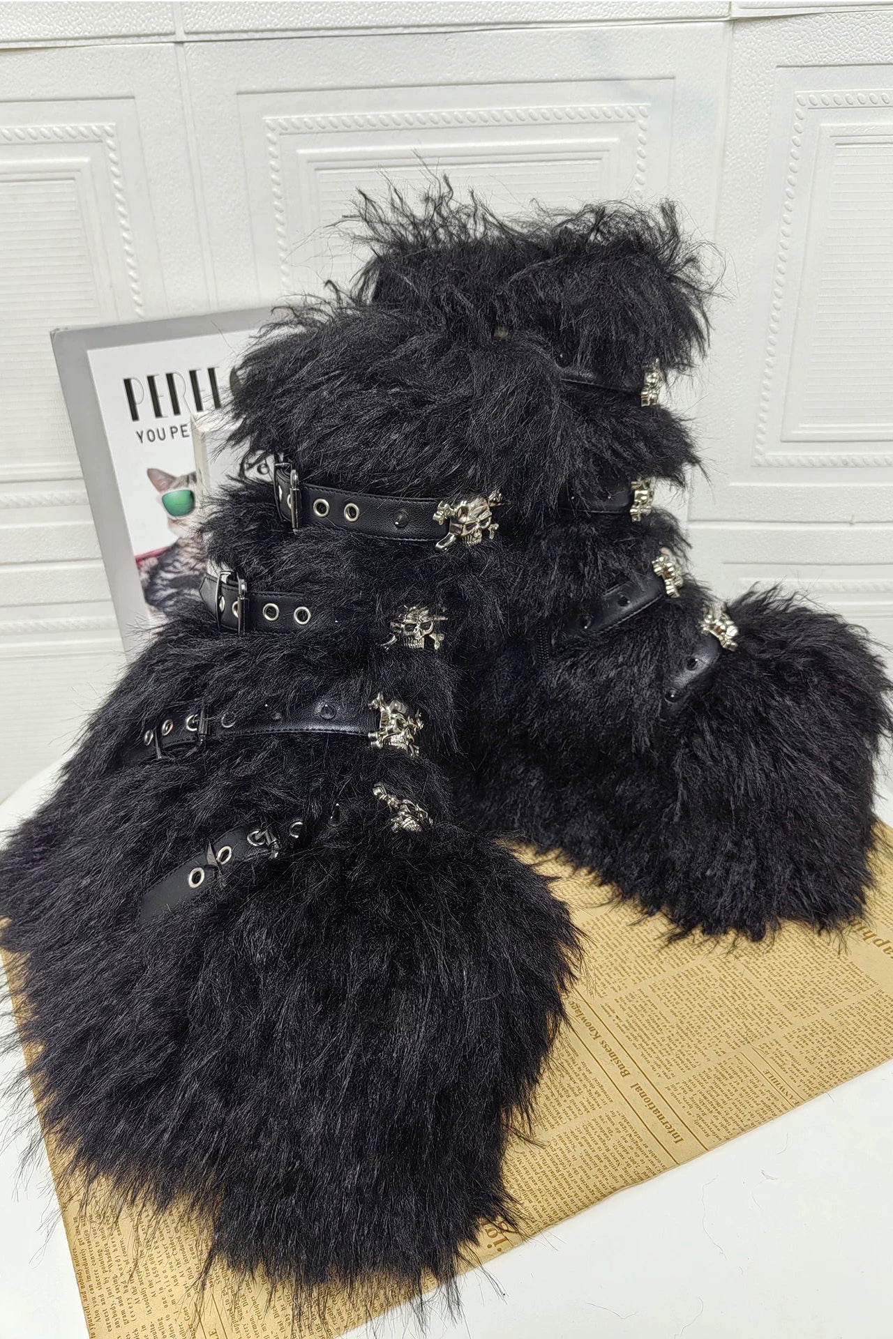 Punk Furry Buckle Boots