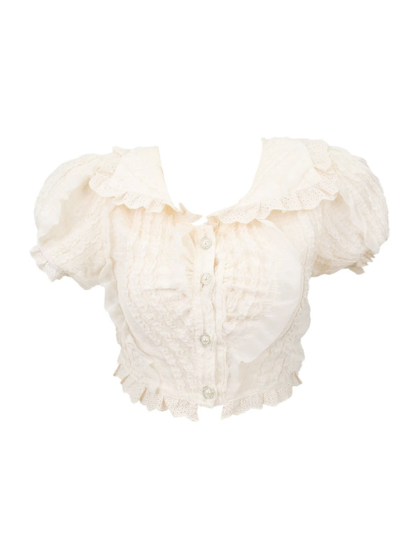 Sweet Idol College Jacket + Ruffle Shirt + Ribbon Flared Skirt