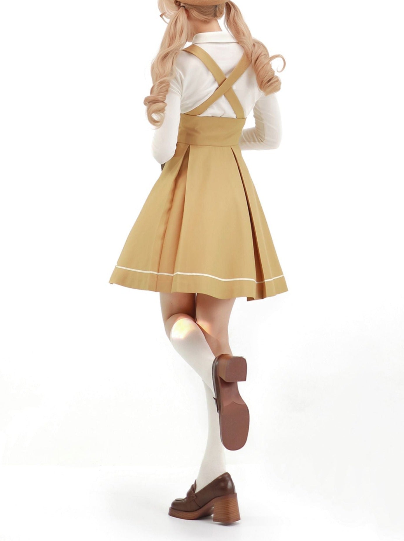 College Suspender Skirt + Blouse + Badge