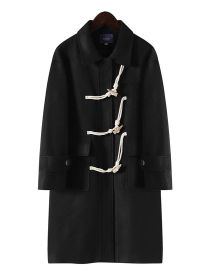 Strap retro high-end mid-length wool coat