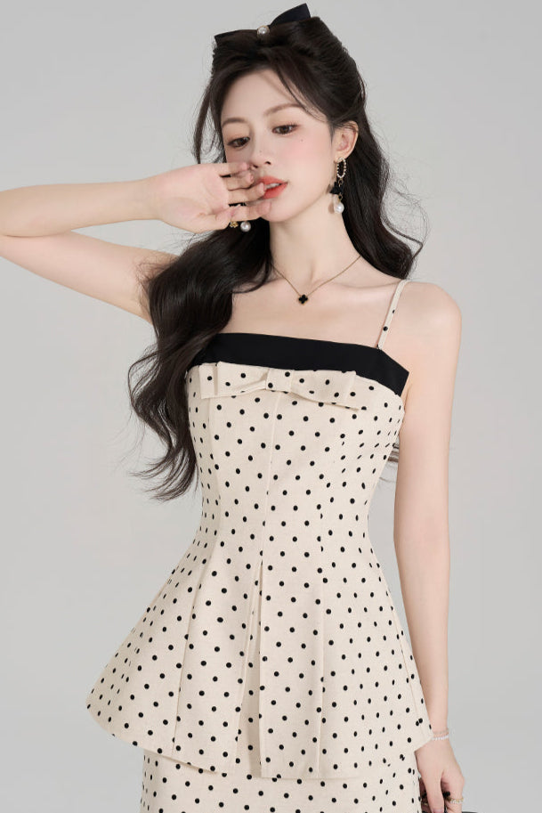 ホルターネックドットシックキャミソールワンピース