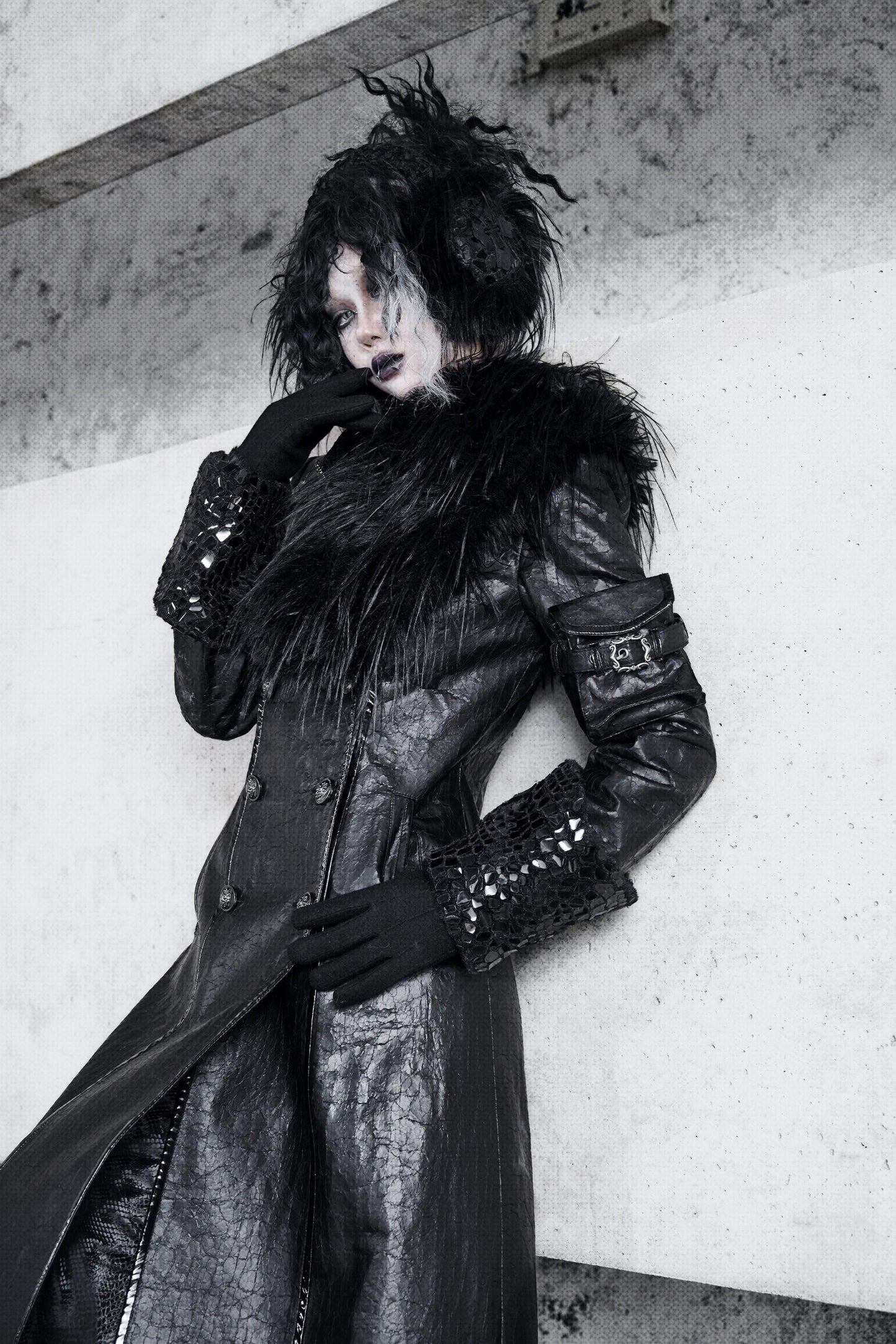 Blood Supply Original ◆ Shadow of the Snake Pupil Plump black fur shawl with a fur collar scarf for autumn and winter