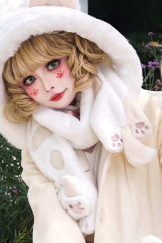 【予約商品】猫耳フーディーキュートファーコート＋子猫のファーマフラー