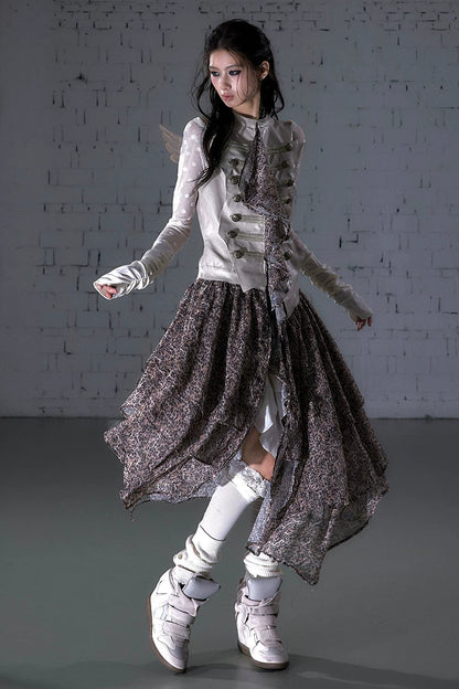 레오파드 프린트 패치워크 원피스