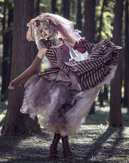 【予約商品】ストライプグリッドファンタジードレスセット＋アシメチュールスカート＋ベール