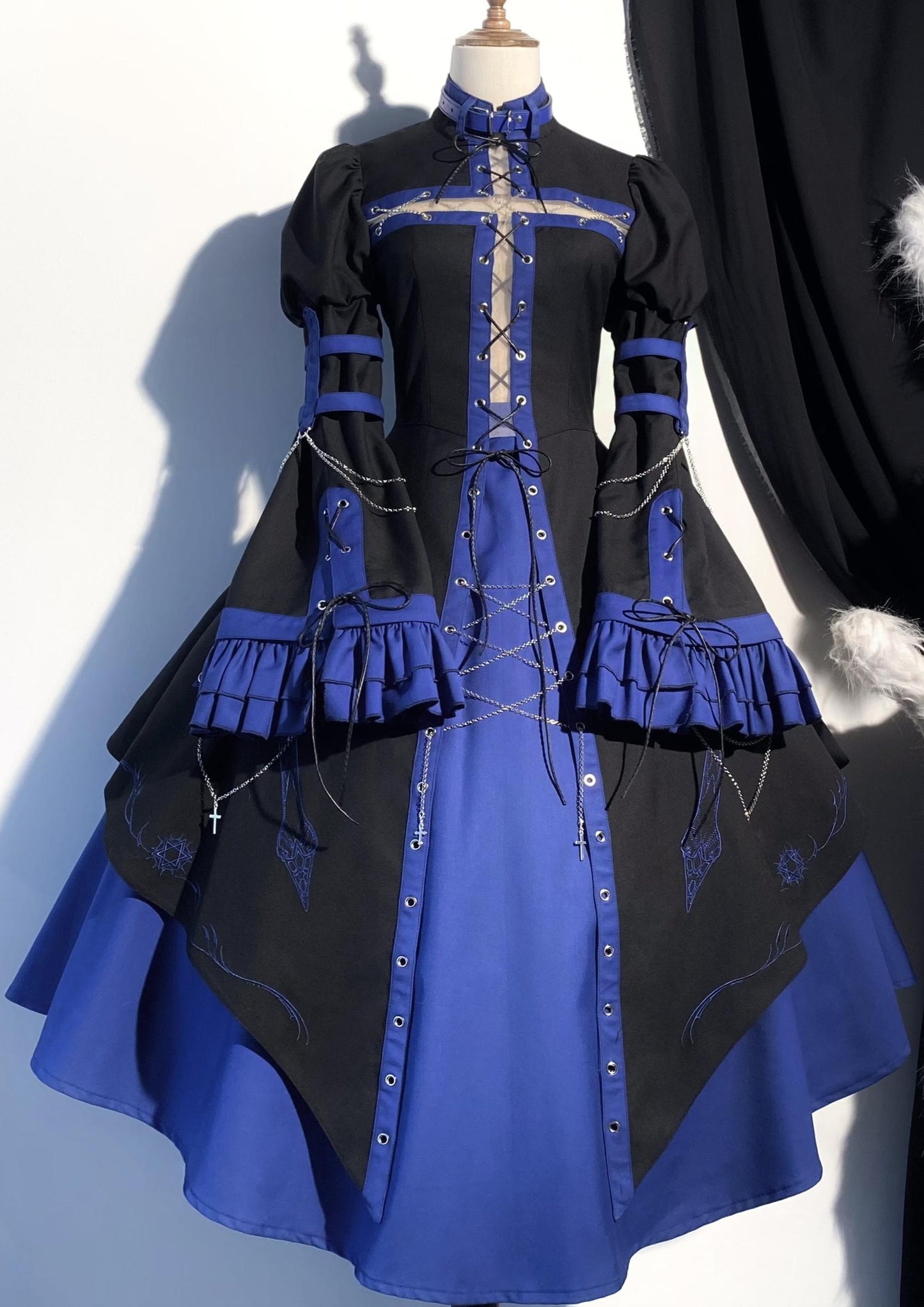 Split Cross Gothic Dark Nun Dress Setup